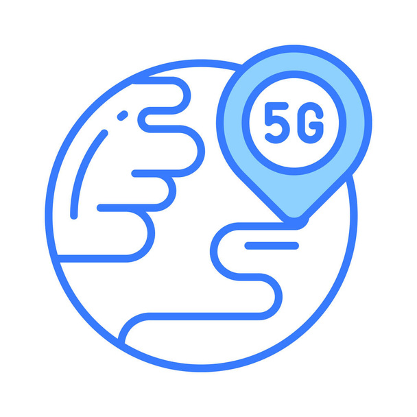 Chwyć tę kreatywnie zaprojektowaną ikonę lokalizacji sieci 5G w modnym stylu, wektor technologii 5G - Wektor, obraz