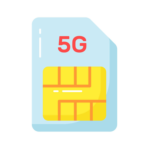 5G τεχνολογία sim κάρτα διάνυσμα σχεδιασμό σε μοντέρνο στυλ, εύκολο στη χρήση εικονίδιο - Διάνυσμα, εικόνα