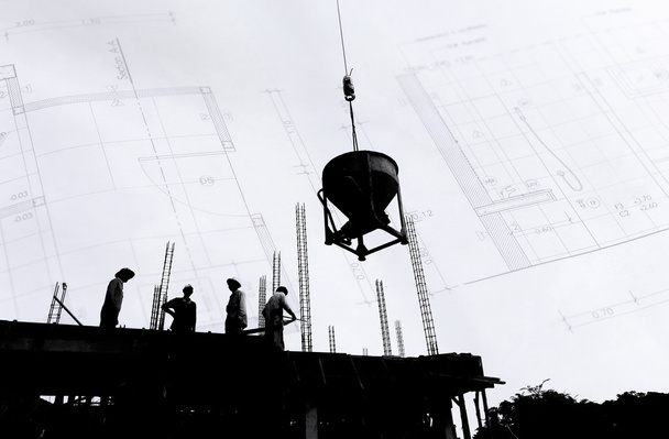 silhouet arbeid werken in bouwplaats  - Foto, afbeelding