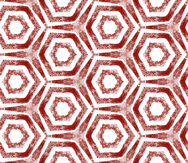 Chevron stripes design. Wine red symmetrical kaleidoscope background. Geometric chevron stripes pattern. Textile ready admirable print, swimwear fabric, wallpaper, wrapping. - 写真・画像