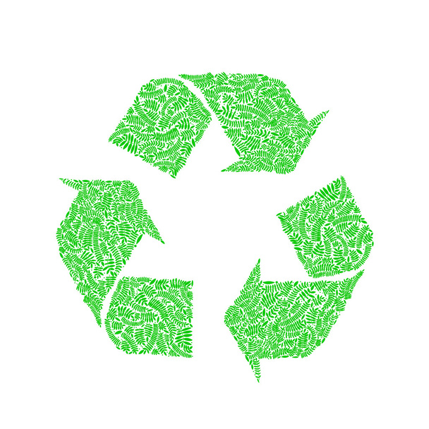 vector recycle symbol with green leaf plants - Vector, Image