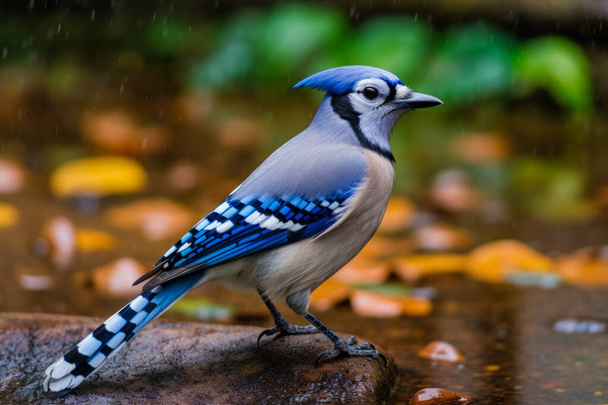 close up of outdoor blue jay bird - Фото, изображение