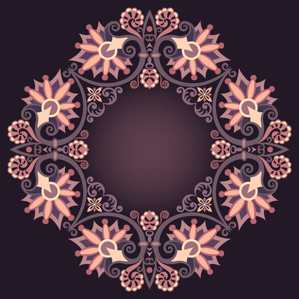 Vektor elvont dekoratív kerek virágos etnikai dísz illusztráció - Vektor, kép