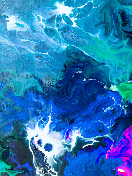 Blaue abstrakte Malerei, Kunst kreative Hand gemalten Hintergrund, Marmor Textur, abstrakten Ozean, Acrylmalerei auf Leinwand. Moderne Kunst. Zeitgenössische Kunst. - Foto, Bild