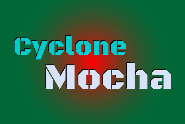 Κυκλώνας Mocha τυπογραφία κείμενο διανυσματικό σχεδιασμό. Cyclone Mocha κείμενο στο φόντο σημαία Μπαγκλαντές. Εννοιολογικός διανυσματικός σχεδιασμός φυσικής καταστροφής.   - Διάνυσμα, εικόνα