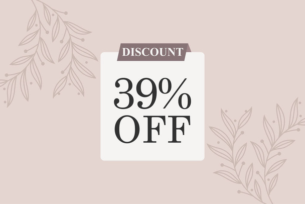 39 percent Sale and discount labels. price off tag icon flat. - Вектор,изображение