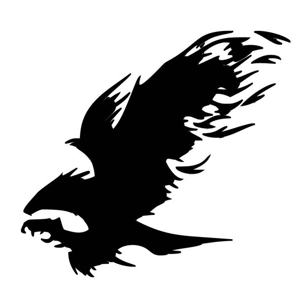 Vector silhouette of eagle on white background - Vector, Image