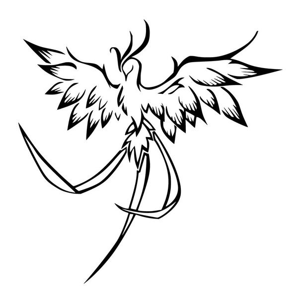 Векторный силуэт феникса на белом фоне - Вектор,изображение