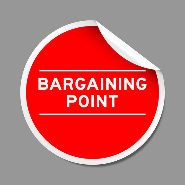 Red color peel sticker label with word bargaining point on gray background - Vector, Image