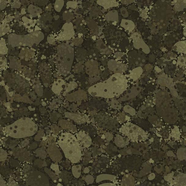 Decorative autumn forest flecktarn camouflage pattern background. Original clothing style masking camo repeat print. Olive and khaki colors texture. Vector illustration. - Vektor, kép