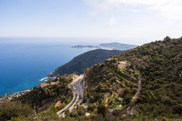 Road from the Middle Corniche to Eze, along the coast - Photo, Image