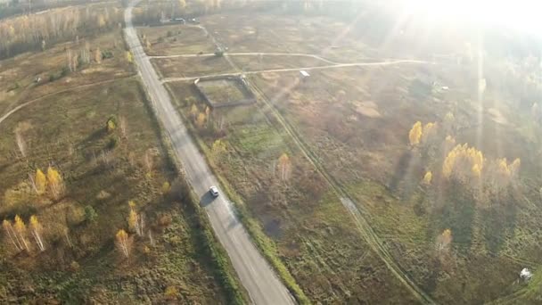 Flight over the road with cars . Aerial - Záběry, video