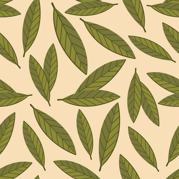 Nature seamless pattern with rich green leaves. Minimalist floral background. Hand drawn foliage modern design for wrapping paper, cover, fabric, interior decor, print, wallpaper, web. Vector - Vektor, obrázek