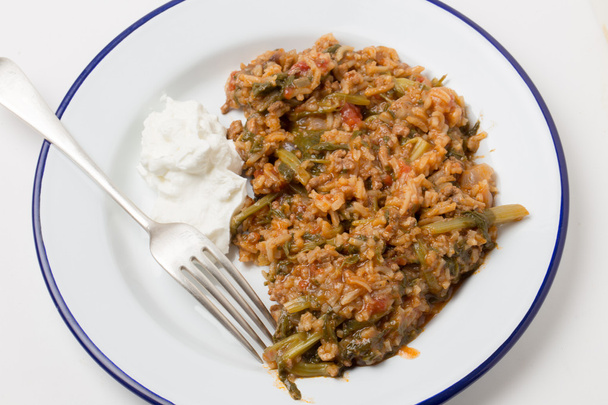 Turkish mince and spinach high angle - Photo, Image