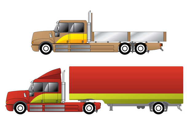 Convetional kamyon ile Çift Kişilik kabin - Vektör, Görsel