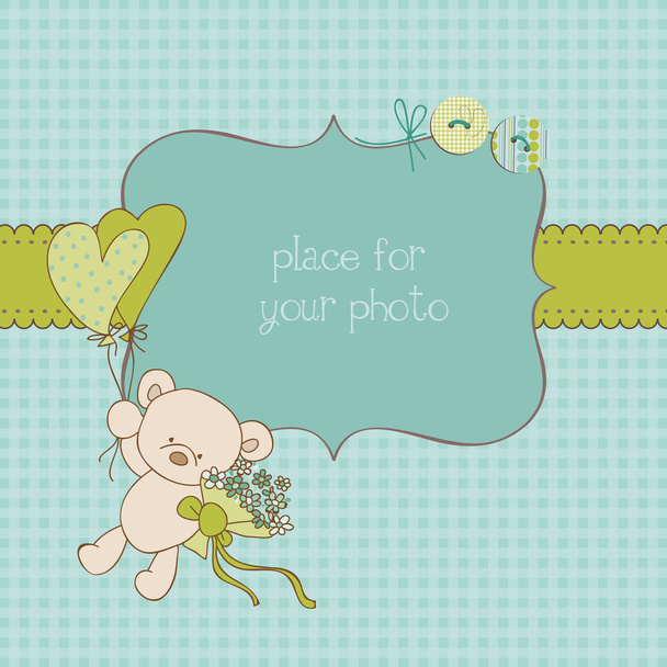 Baby Greeting Card with Photo Frame and place for your text - Вектор, зображення
