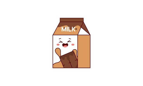 Cartoon milk. Asian product. Kawaii anime design. Cartoon style - Vector, Image