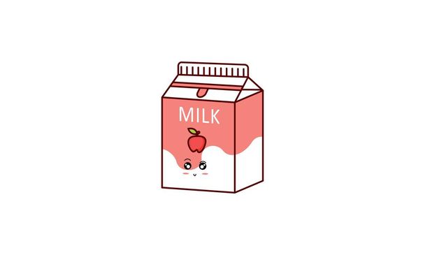 Мультяшное молоко. Азиатский продукт. Аниме Kawaii. Карикатурный стиль - Вектор,изображение