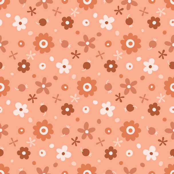 Seamless pattern with small flowers and berries. - Vektor, obrázek