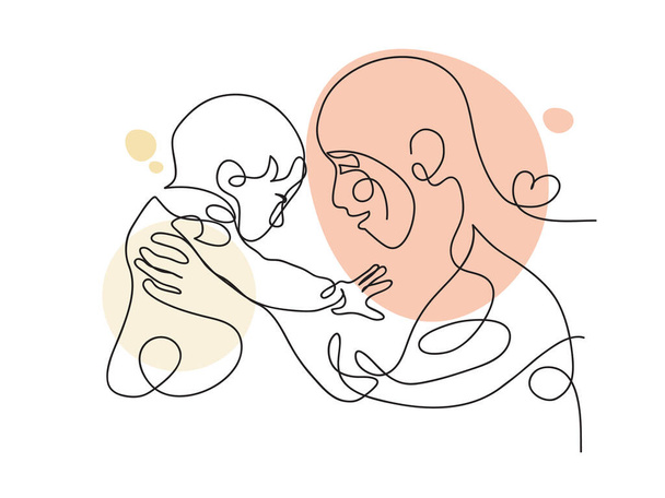 Вектор мати і дитина одна лінія для Щасливої листівки дня матері
. - Фото, зображення