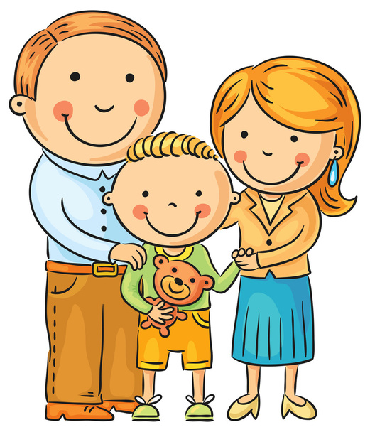 счастливая семья с маленьким сыном - Вектор,изображение