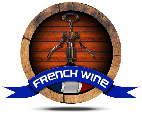 Французьке вино - дерев'яні значок - Фото, зображення