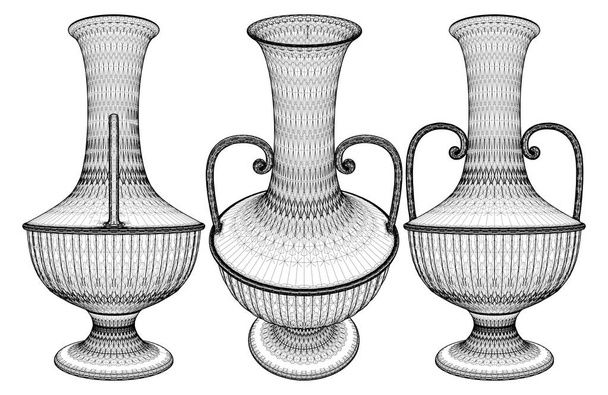 Antique Greek Amphora Vector (em inglês). Ilustração Isolado em fundo branco. Uma ilustração vetorial da ânfora grega cerâmica. - Vetor, Imagem