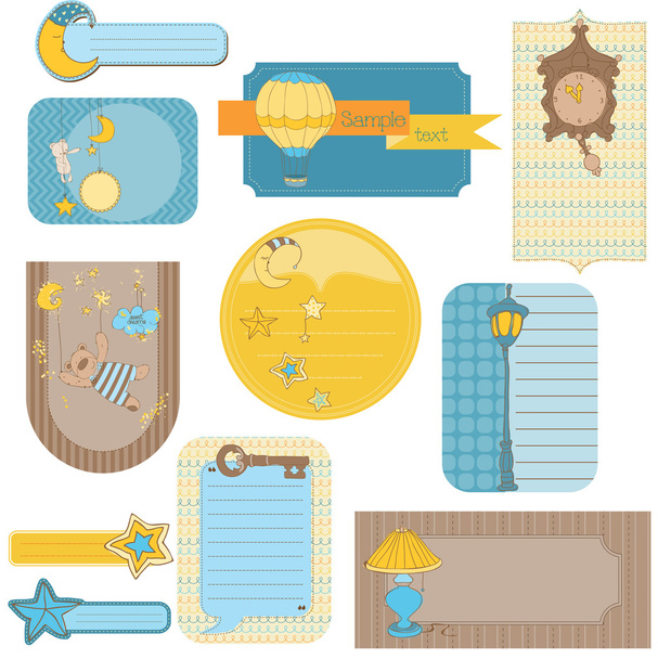 Design elements for baby scrapbook - sweet dreams cute tags - Vector, afbeelding