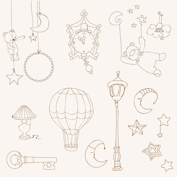 Sweet Dreams - Design Elements for baby scrapbook - Vektor, obrázek