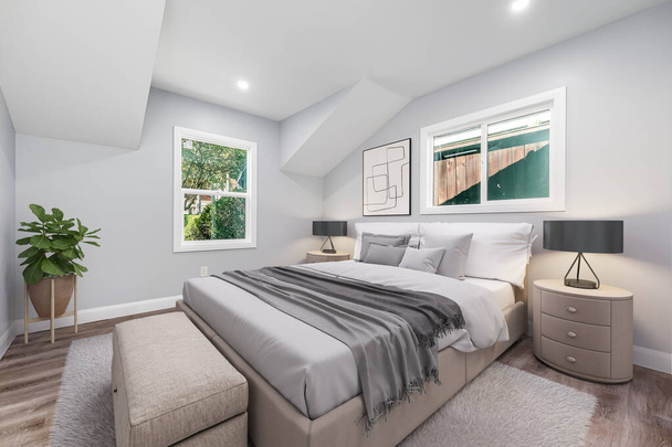 3D rendering design of luxurious modern bedroom - Фото, зображення