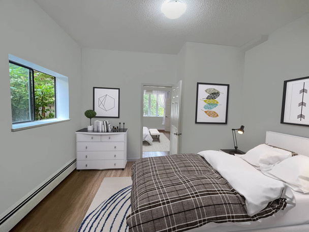 interior of a modern bedroom. 3d rendering   - Фото, изображение