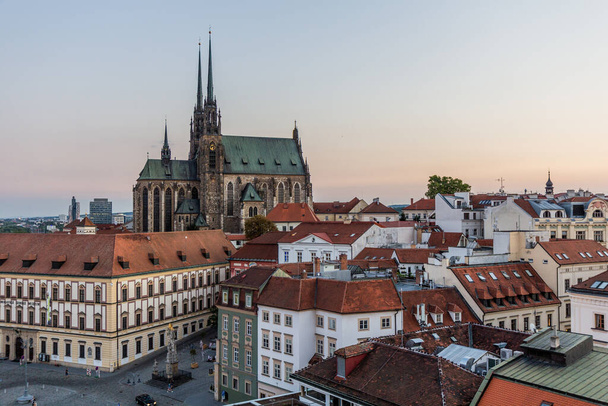 Skyline of Brno city with the cathedral of St. Peter and Paul, Czech Republic - Fotografie, Obrázek