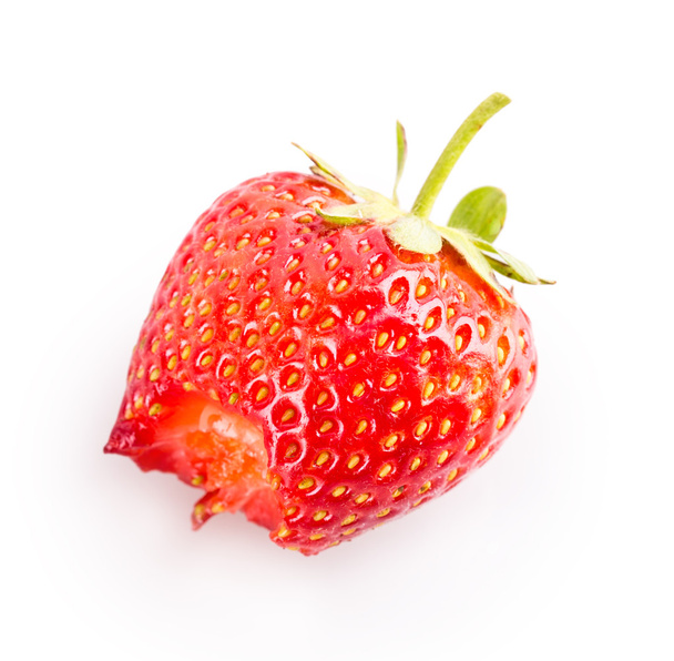 Bitten ripe strawberry - 写真・画像