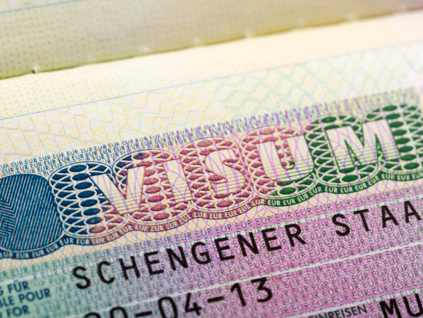 Visado Schengen en el pasaporte - Foto, Imagen