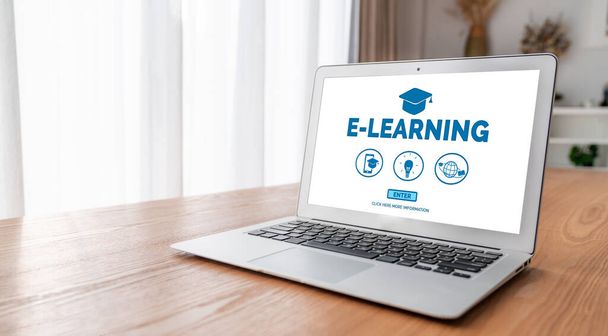 Sitio web de aprendizaje electrónico con sofware moderno para que los estudiantes estudien en línea en la red de Internet - Foto, imagen