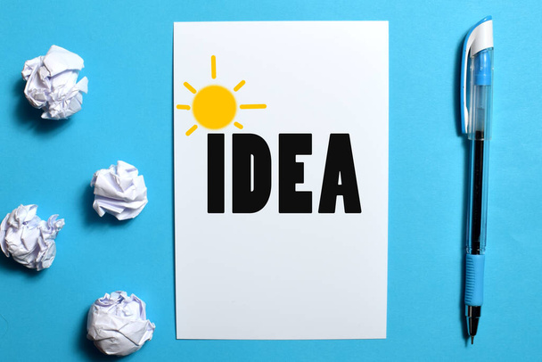 concept crumpled paper light bulb metaphor for good idea - Photo, Image