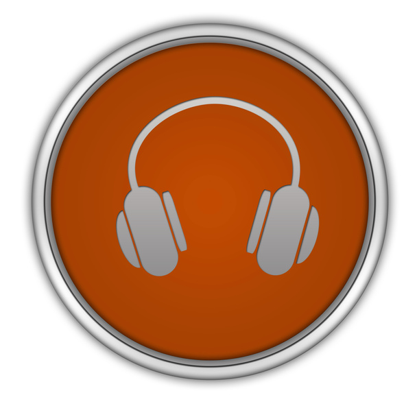 Headset circular icon on white background - Photo, Image