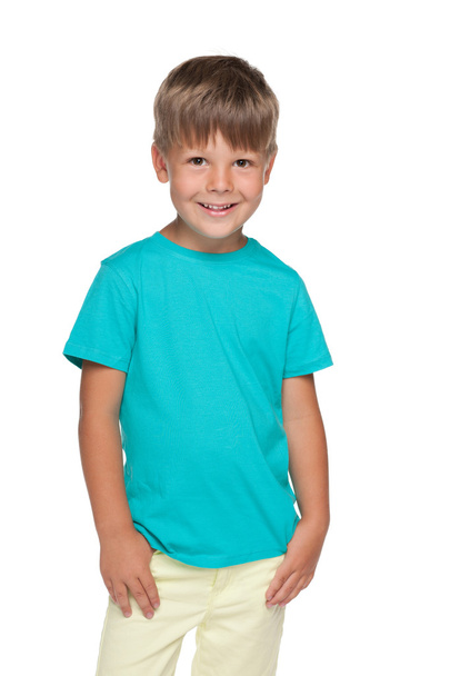 Cute little boy in a blue shirt - Photo, Image