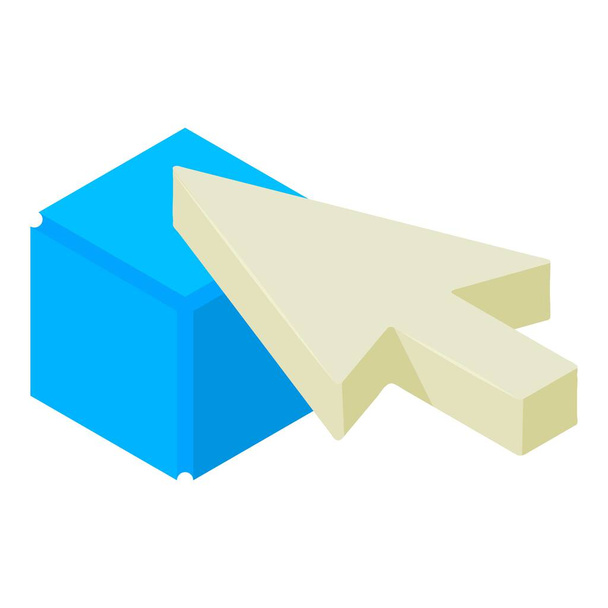 Crypto block icon isometric vector. Cursor sign near cryptocurrency block icon. Financial technology, blockchain, cryptocurrency concept - Vecteur, image