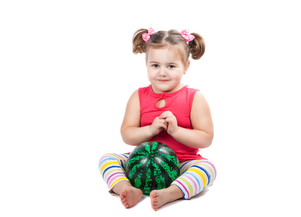 little cheerful girl with a ball - Foto, Imagem