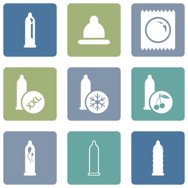 Set of Condom Icons. - Vector, Image