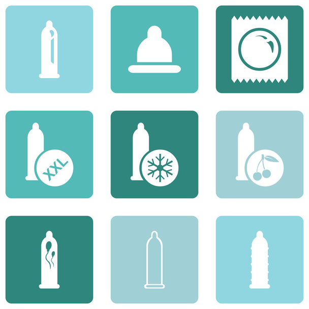Set di icone del preservativo
. - Vettoriali, immagini