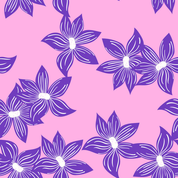 Cute stylized bud flowers background. Abstract flower seamless pattern in simple style. For fabric design, textile print, wrapping paper, cover. Vector illustration - Vector, Image