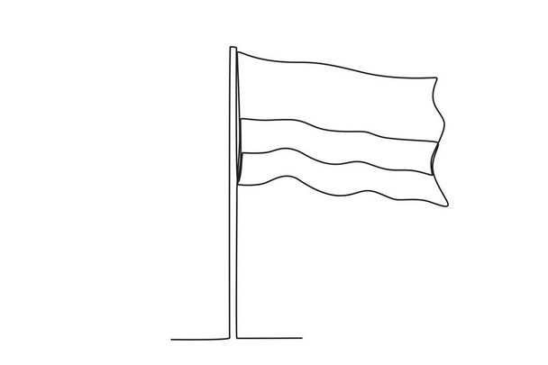 A hand holding the Columbia flag. Independencia de Colombia one-line drawing - Вектор,изображение