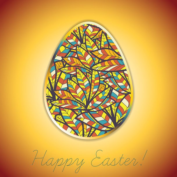 Easter egg greeting card with abstract hand drawn ornament.  - Vettoriali, immagini
