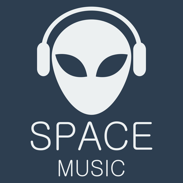 Alien in headphones icon - Вектор, зображення