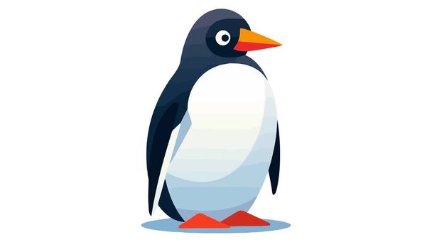 Lindo icono de pingüino vector en estilo plano. Símbolo frío de invierno. Pájaro antártico, ilustración animal. - Vector, imagen