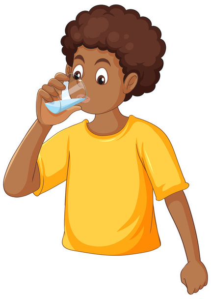 Teini-ikäinen poika juomavesi kuvitus - Vektori, kuva