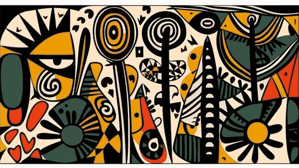 Patrón abstracto en estilo africano nativo. Ilustración vectorial. Pintura abstracta africana tradicional. - Vector, imagen