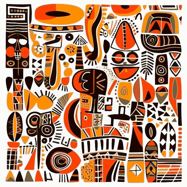 Patrón abstracto en estilo africano nativo. Ilustración vectorial. Pintura abstracta africana tradicional. - Vector, Imagen